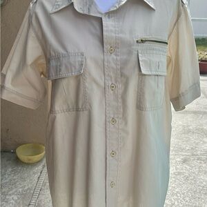 Tweeds Men's Casual Button Down Shirt - Light Tan skater retro